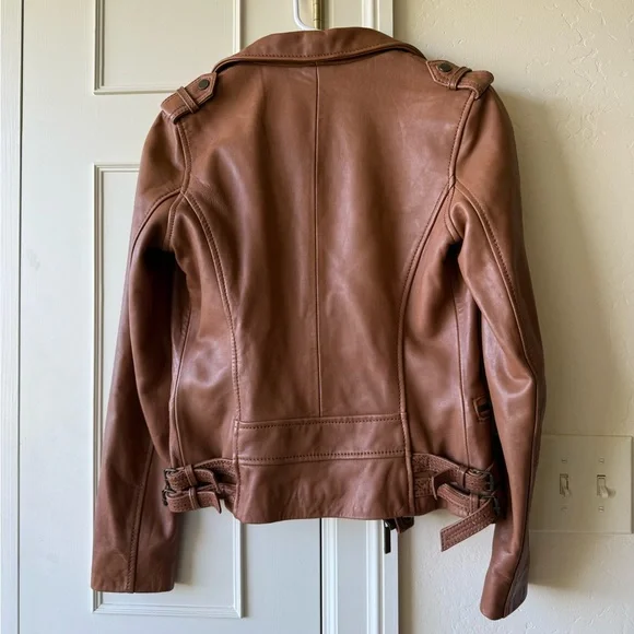 NWOT Michael Kors Brown Leather Jacket Size XS - Picture 8 of 9